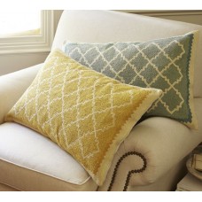 Crewel Pillow Lumbar Roz Cream Cotton Duck