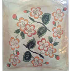 Crewel Pillow Apple Blossoms Ivory Cotton Duck 20x20