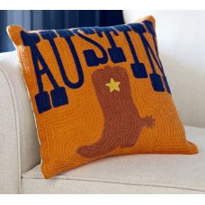 Crewel Pillow Chainstitch Austin Saffron Cotton Duck