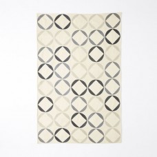 Crewel Rug Circlet Natural Chain stitched Wool Rug