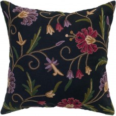 Crewel Pillow Country Crewel Black Cotton Duck