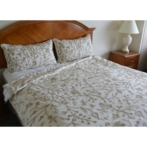 Crewel Bedding Tree Of Life Neutrals On Off White Duvet Cover