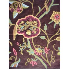 Crewel Fabric Lotus Classic Turkish Coffee Cotton Velvet