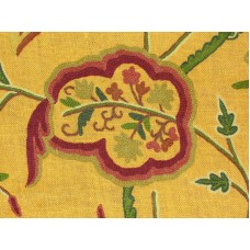 Crewel Fabric Lotus Classic Orange Dyed Jute