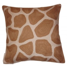 Crewel Pillow ChainStitch Giraffe Natural Cotton