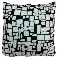 Crewel Pillow Ancient blocks Black and White Cotton Duck 20x20