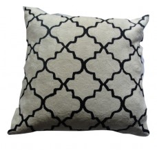 Crewel Pillow Iron gate Black and White Cotton Duck