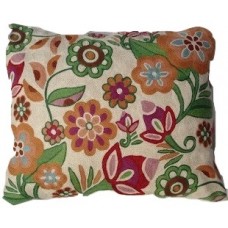 Crewel Pillow Marigolds Multi Cotton Duck