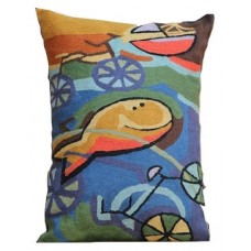 Crewel Pillow Nemo Multi Cotton Duck