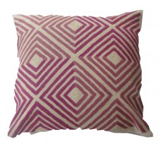 Crewel Pillow Squares Pink on White Cotton Duck