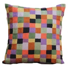 Crewel Pillow Tetris Multi Cotton Duck