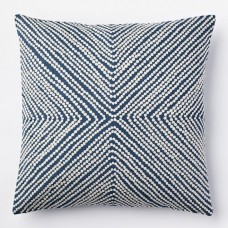 Crewel Pillow Diamond Dot Blue Lagoon Cotton Duck