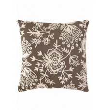 Crewel Pillow Flora Charcoal Cotton Duck