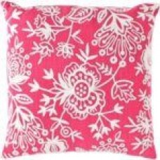 Crewel Pillow Flora Fuchsia Cotton Duck