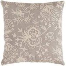 Crewel Pillow Flora Platinum Cotton Duck