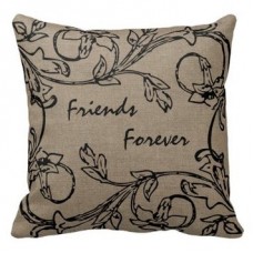 Crewel Pillow Friends Forever Floral Linen