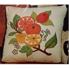 Crewel Pillow Fruits Mod Colors Cotton Duck