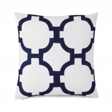 Crewel Pillow Hampton Links Blue on White Cotton Duck