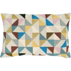 Crewel Pillow Harlequin Multi Color Linen