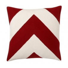 Chevron Crewel Red Embroidered Pillow Cover