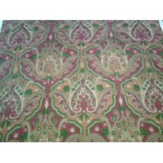 Crewel Fabric Paisley Tapestry Green Cotton Duck