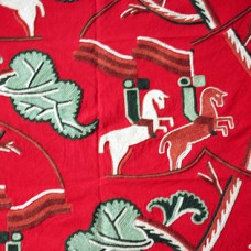 Crewel Fabric Jockey Club Red Cotton Duck