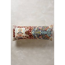 Crewel Pillow Chainstitch Kilim Red and Blue Cotton Duck