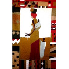 Crewel Rug The Lady in Desert Chain stitched Wool Rug