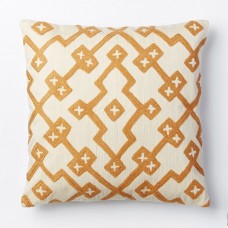 Crewel Pillow Lattice Apricot Cotton Duck