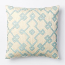 Crewel Pillow Lattice Pale Harbor Cotton Duck