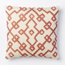 Crewel Pillow Lattice Rose Bisque Cotton Duck