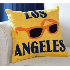 Crewel Pillow Chainstitch Los Angeles Canary Yellow Cotton Duck