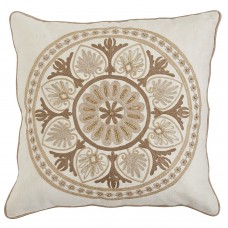 Crewel Pillow Medallion Natural Cotton Duck