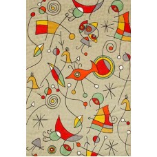 Crewel Rug Miro Natural Chain stitched Wool Rug