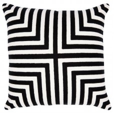 Crewel Pillow Chainstitch Mitered Stripes Black Cotton Duck