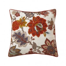 Crewel Pillow Natural Jacobean Multi Cotton Duck