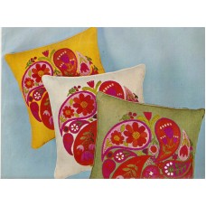 Crewel Pillow Paisley Gold Cotton Duck