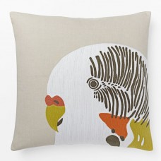 Crewel Pillow Parakeet Natural Linen Color Cotton Duck