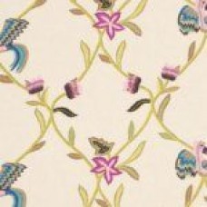 Crewel Fabric Parakeet Spring Cotton