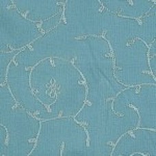 Crewel Fabric Parlor Aqua Cotton
