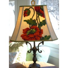 Crewel Lamp Shade Poppy Natural Linen
