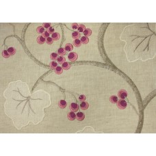 Crewel Fabric Shiraz Fuchsia Linen