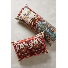 Crewel Pillow Chainstitch Showers Red Cotton Duck