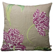 Crewel Pillow Tania Lilac on Beige Cotton Duck