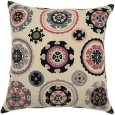 Crewel Pillow Chainstitch Tapestry Multi Color Cotton Duck