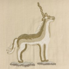 Crewel Fabric The Reindeer Cream Cotton