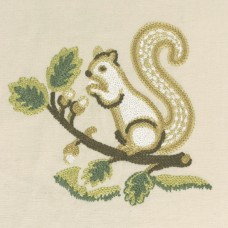 Crewel Fabric The Squirrel Cream Cotton
