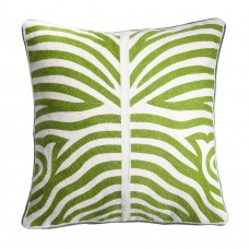 Crewel Pillow Zebra Green Cotton duck