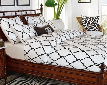 Crewel Bedding Irongate Black on White Cotton Duvet Cover