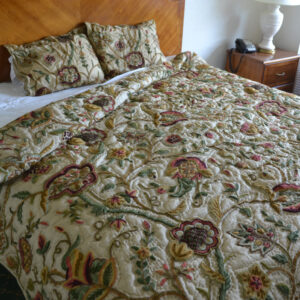 Crewel Bedding Lotus Desert Sand Silk Organza Quilt